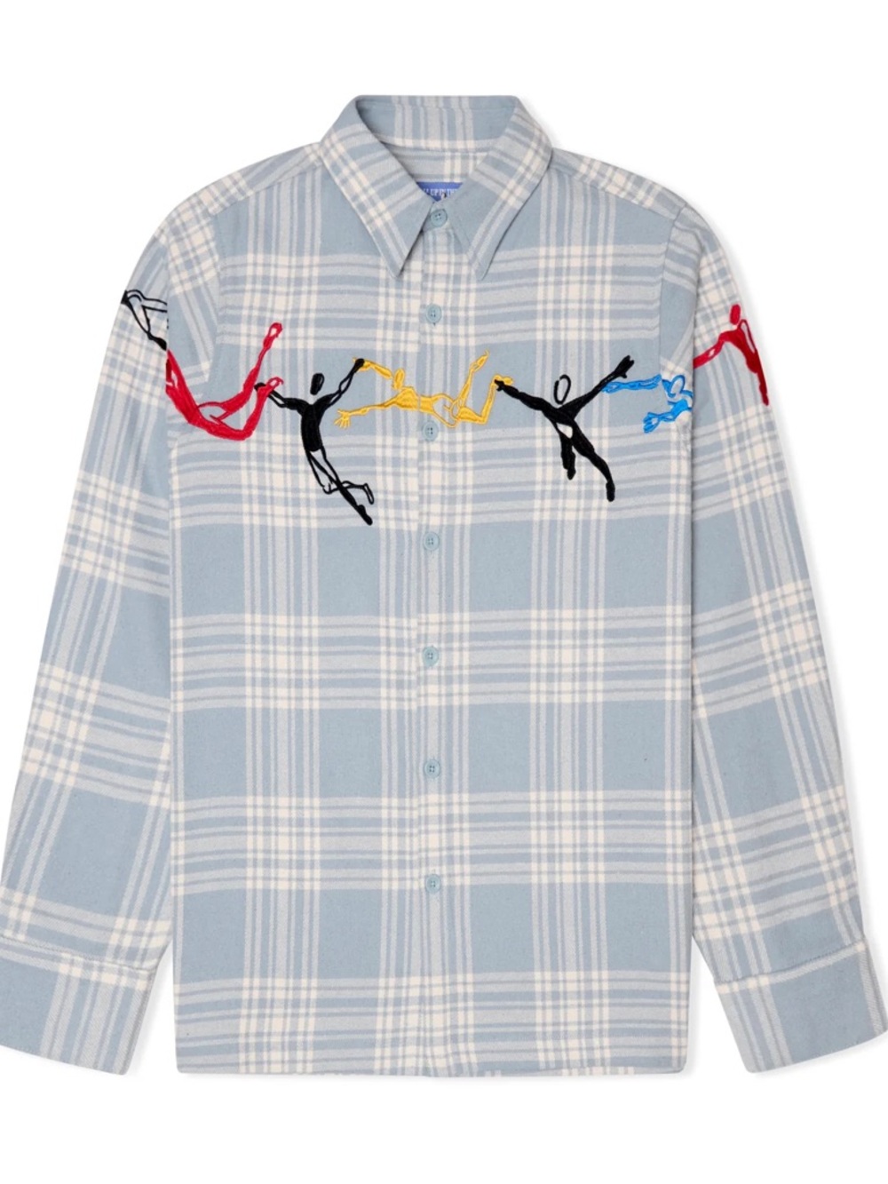 Embroidered Swinging Figures Flannel Shirt [Blue]
$225.00